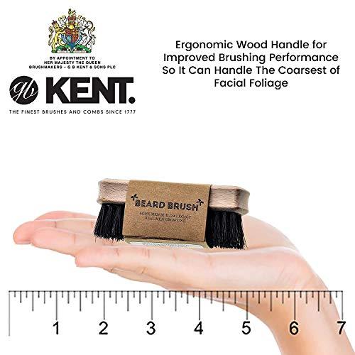 KENT Kent BRD6 Small Travel Men's Beard and Mustache Brush, Natural Boar Bristle for Flawless Shaping and Grooming. Ergonomic Grip Wood Handle. Dry or Wet Beard, Distributes Oils and Balms. Made in England