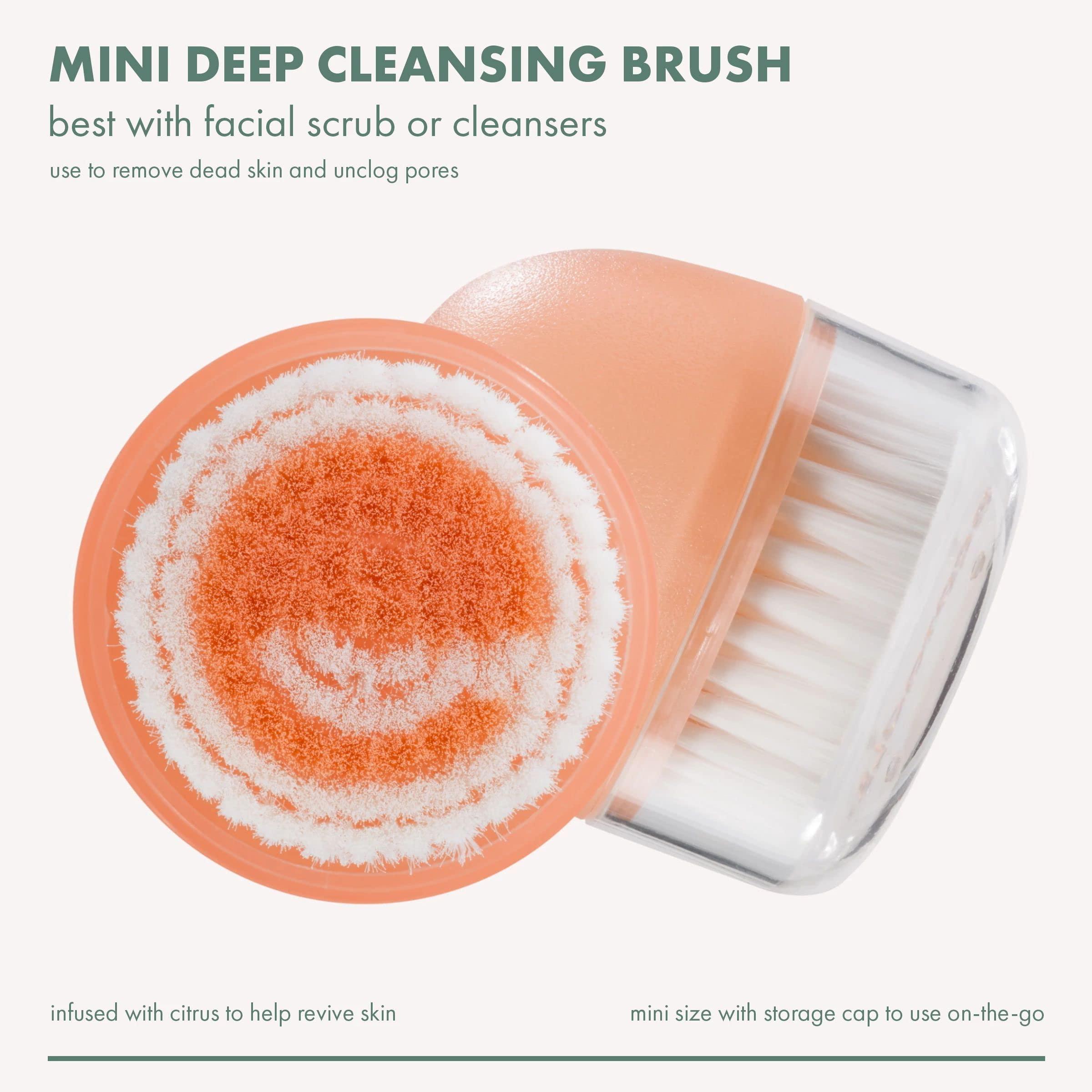 EcoTools EcoTools Mini Facial Cleansing Brush, Infused with Citrus, Boosts Collagen, Safe for Sensitive Skin, Exfoliates & Clean Pores, Travel Sized, Ecofriendly, Vegan & Cruelty-Free, 1 Count