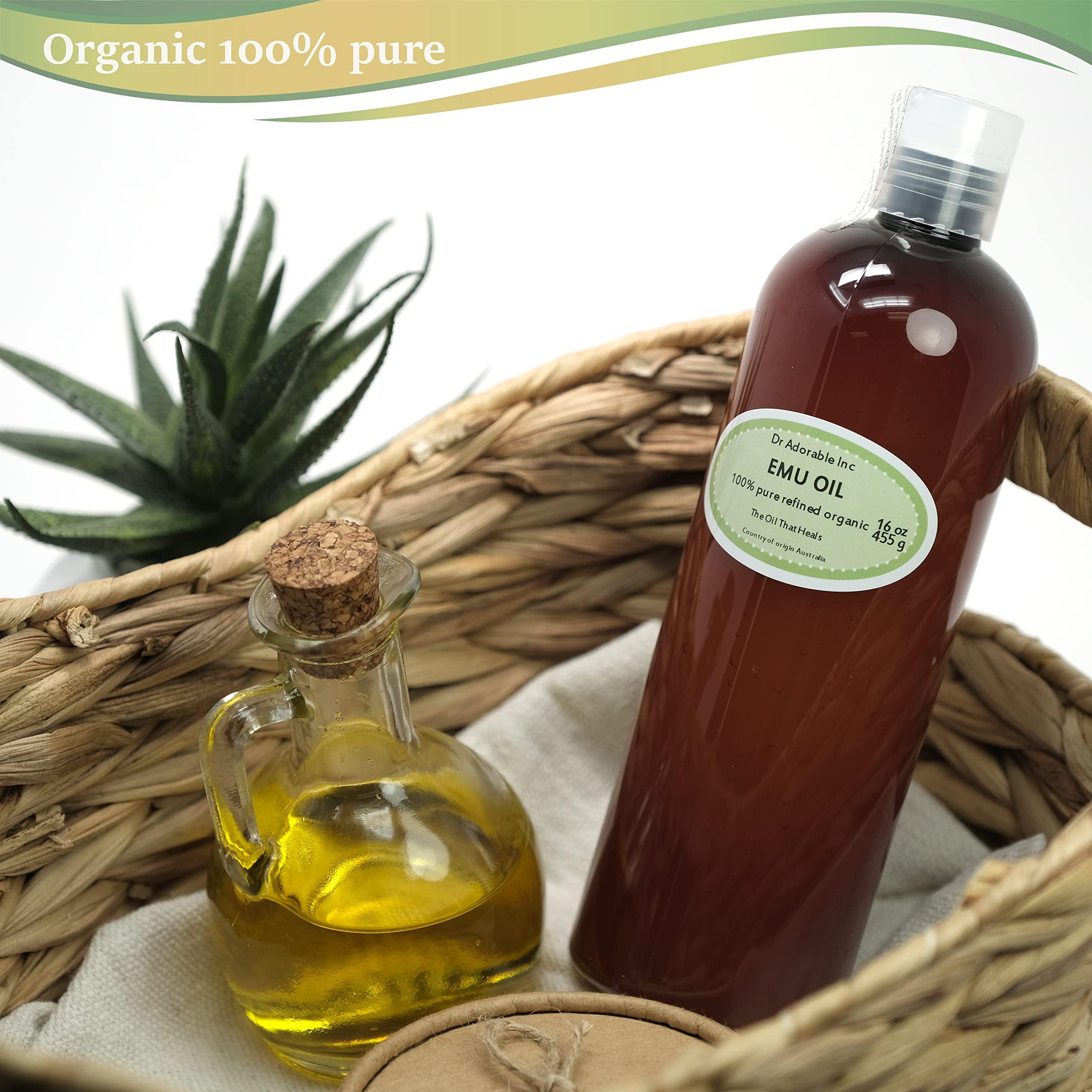 Dr Adorable Australian Emu Oil by Dr. Adorable Triple Refined Organic 100% Pure 16 Oz