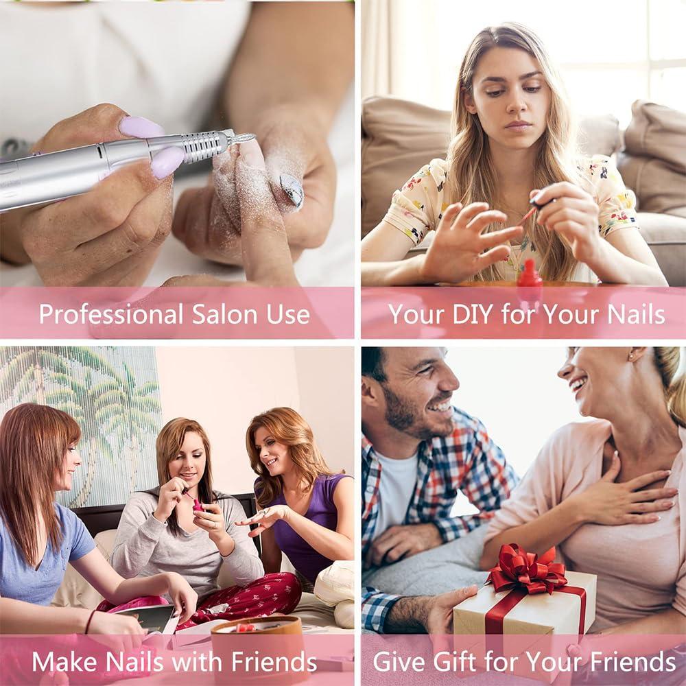 Meitawilltion Professional Rechargeable Nail Drill 35000 RPM, Electric Nail File for Shaping, Buffing, Removing Gel Nails, Lightweight & Easy to Use, Nail File Drill Machine For Home Salon-Grey