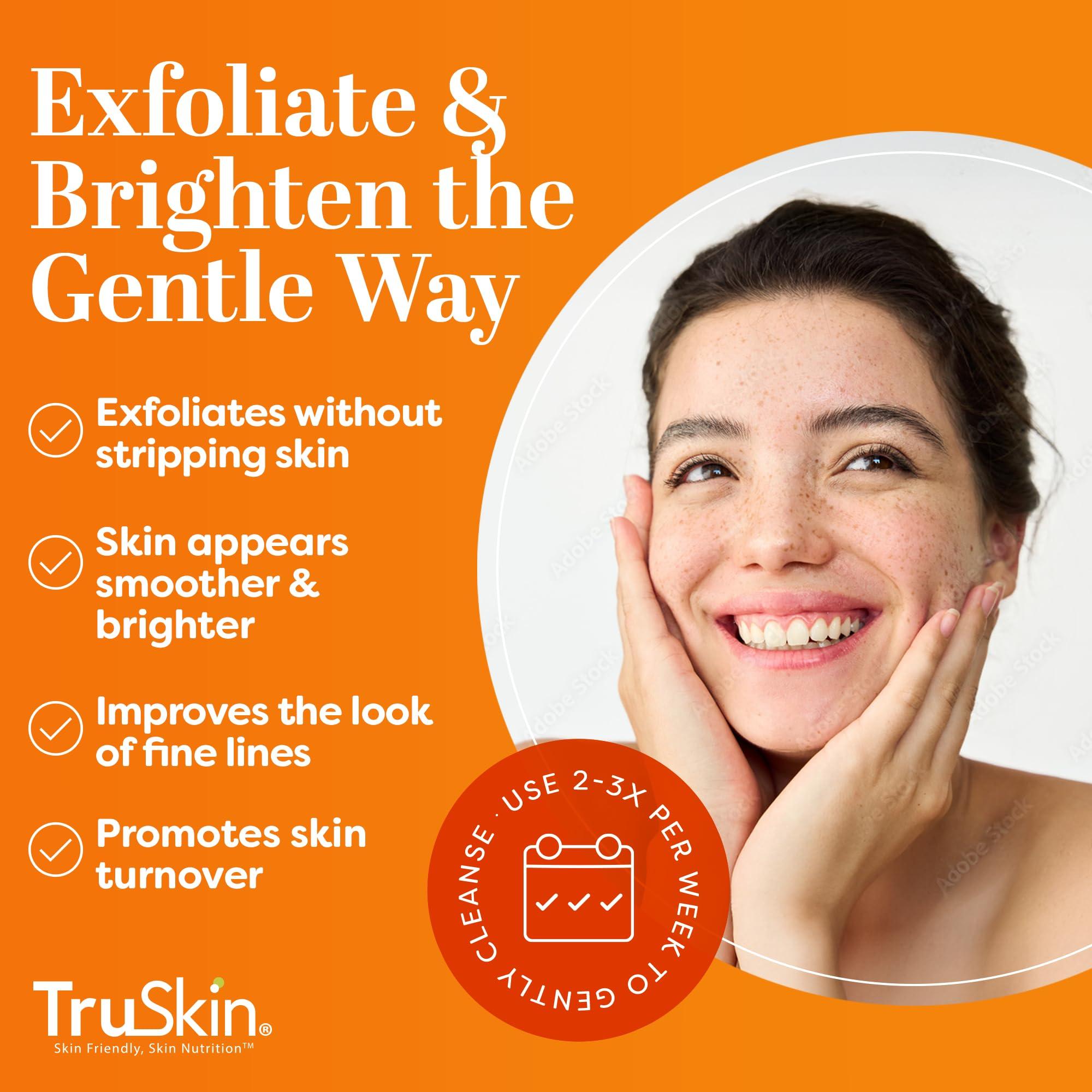 TruSkin Naturals TruSkin Vitamin C Gentle Face Scrub - Brightening Daily Face Exfoliator for All Skin Types - Softens & Smooths Skin with Vitamin C, Yuzu Lemon, and Exfoliating Bora Bora White Sand - 4 Fl. Oz