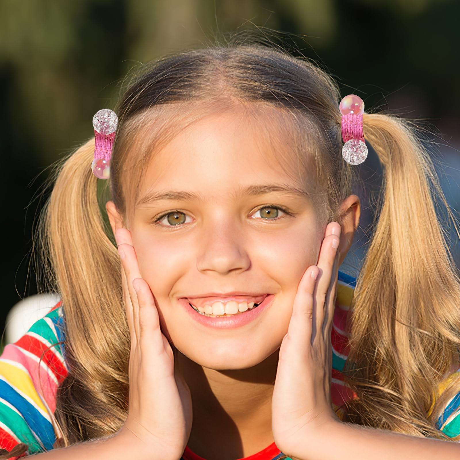 DOITOOL 14PCS Ball Hair Ties, Bubble Ponytail Holders for Kids Girls Children Women Baby Toddlers, Twin Bead Colorful Elastic Hair Accessories, Cute Hair Bands with Balls