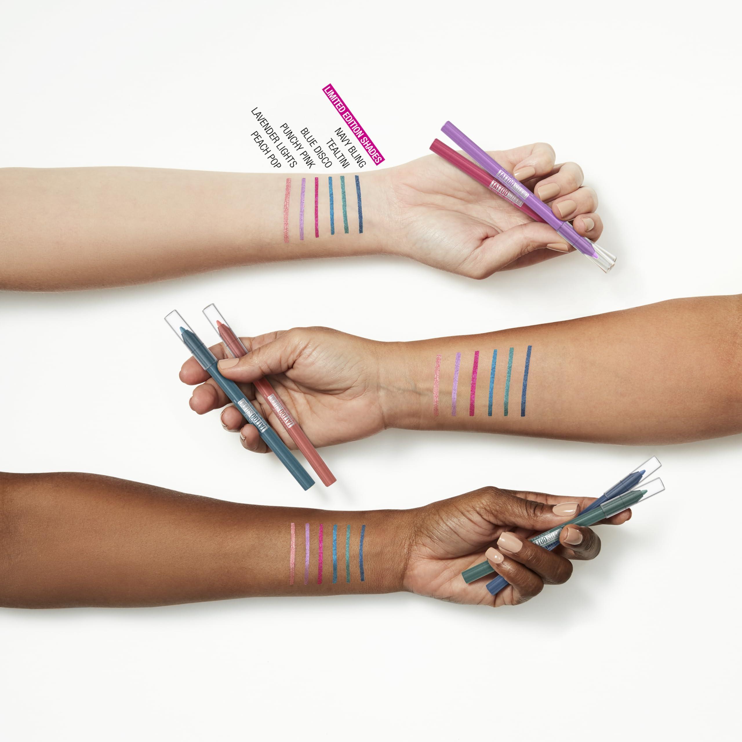 MAYBELLINE MAYBELLINE Tattoo Studio Sharpenable Eyeliner Pencil, 36 Hour Wear, Waterproof, Blue Disco, 1 Count