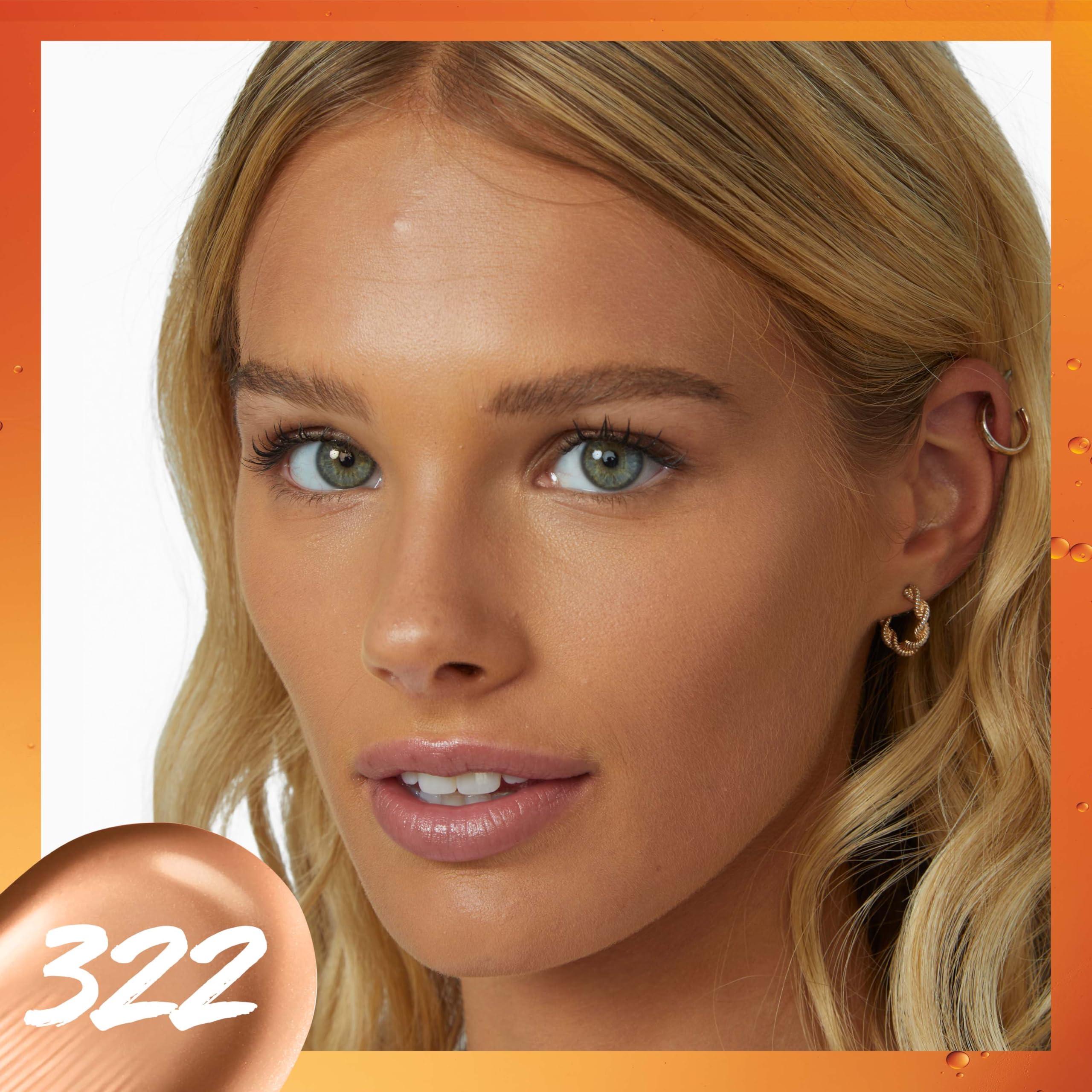 MAYBELLINE Maybelline Super Stay Up to 24HR Skin Tint, Radiant Light-to-Medium Coverage Foundation, Makeup Infused With Vitamin C, 322, 1 Count