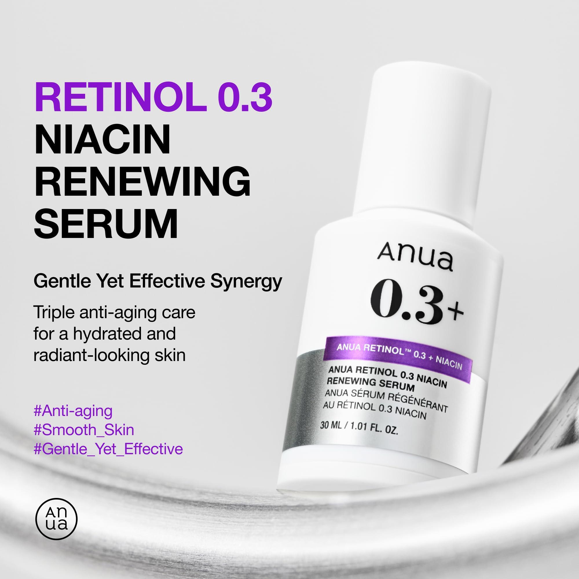 ANUA Anua Retinol Serum for Anti-Aging, Textured skin | 0.11% Retinol, 5% Niacinamide, 20+Soothing Ingredients Gentle for Beginner (30ml /1.01 fl.oz.)