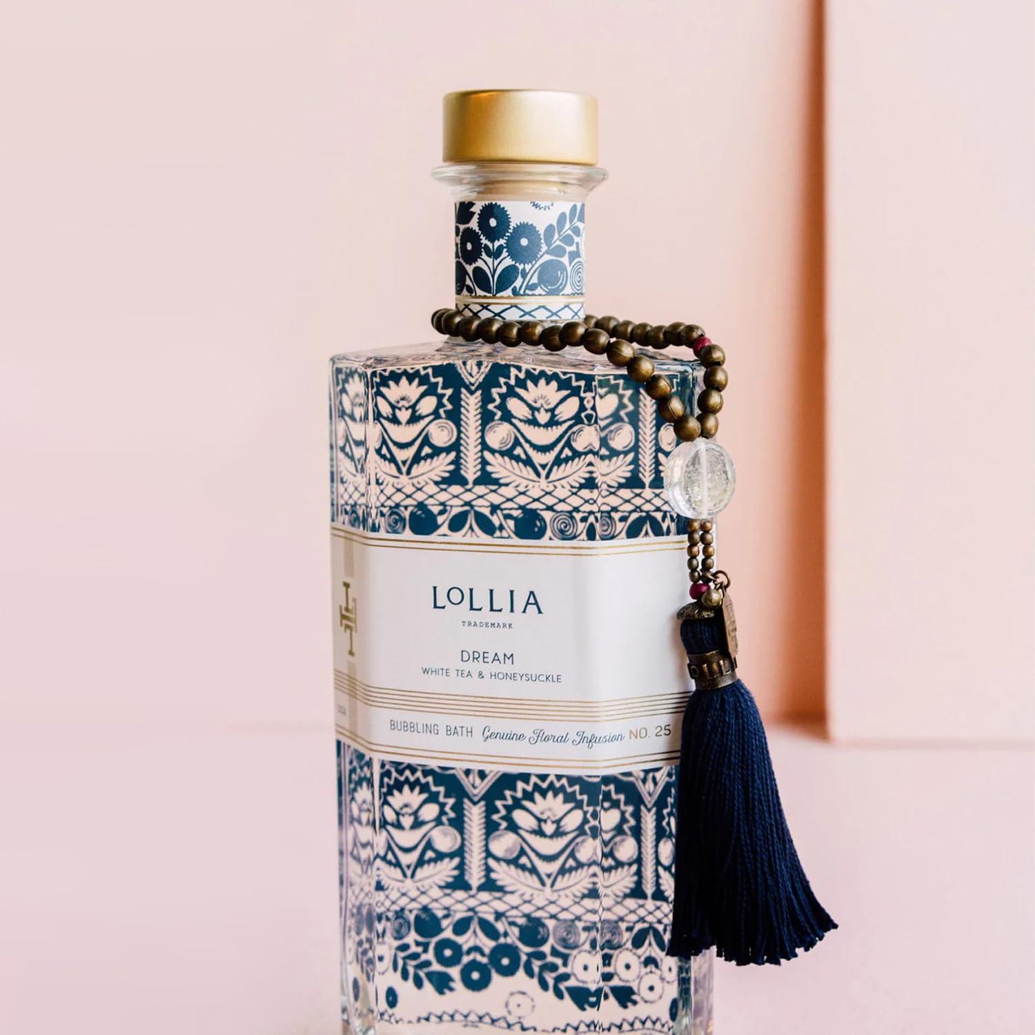 LOLLIA Lollia Dream Bubble Bath, 24 fl. oz. White Tea & Honeysuckle Scent Soothing & Moisture-Rich Bubble Bath, Hydrating Ingredients, Scented Bubble Bath for Women