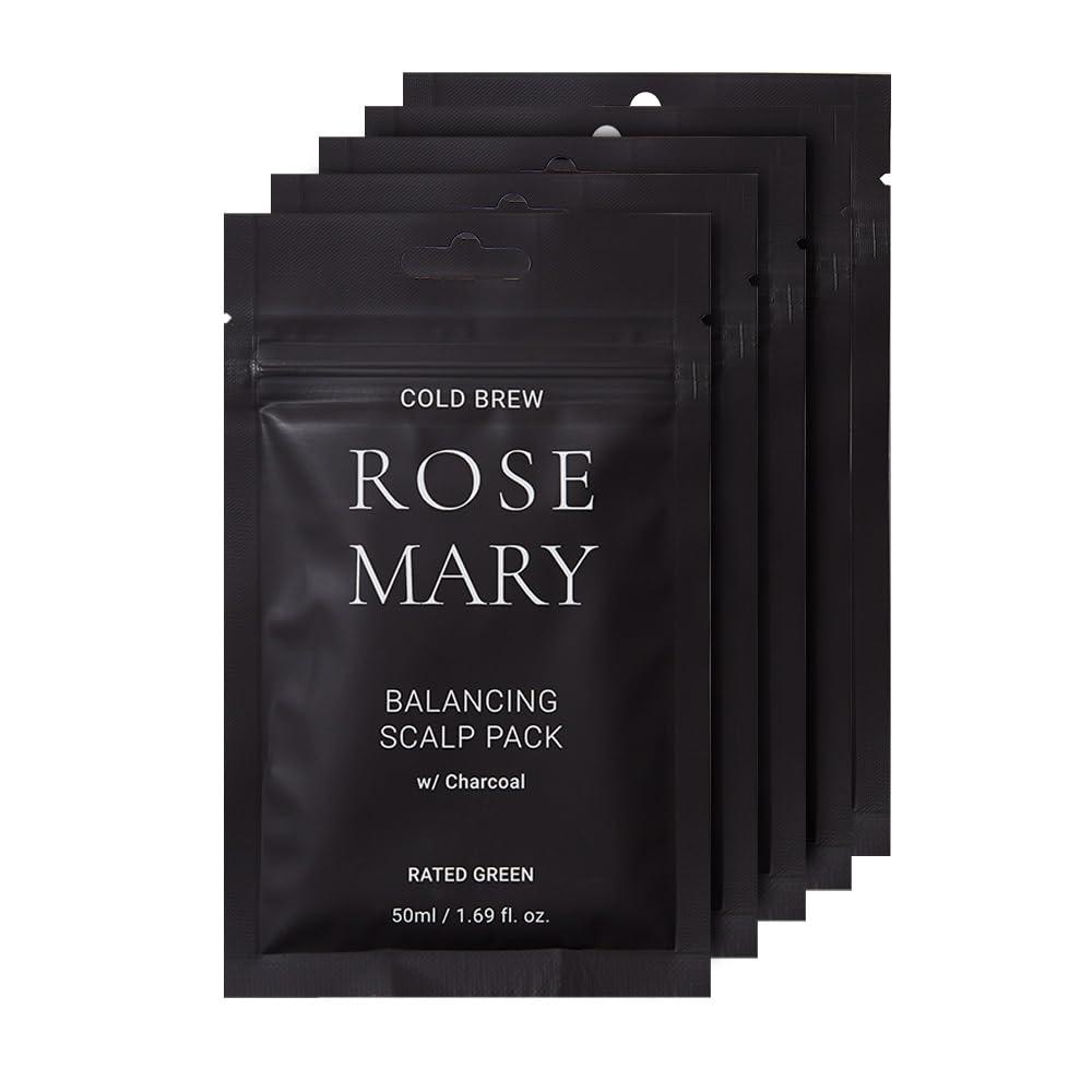RATED GREEN RATED GREEN Cold Brew Rosemary Balancing Scalp Pack w/ Charcoal | Korean Hair Conditioning Mask | Deep Conditioning Hair Mask for Dry Damaged Hair | Hydrating Hair Mask Pack of 5, 1.69 Fl. Oz