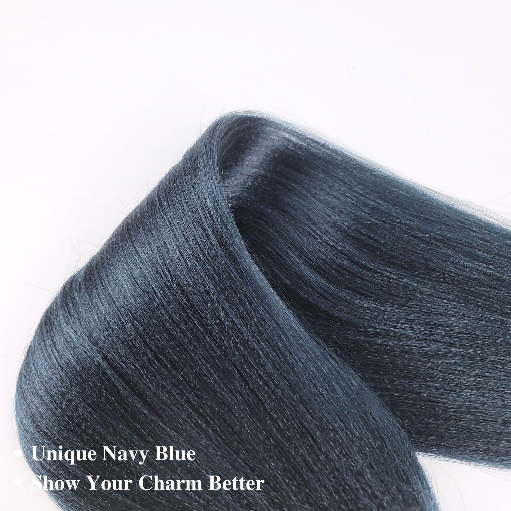 Gozill Navy Blue Braiding Hair Pre Stretched Prestretched Ez Braid Colored Braiding Hair Extensions Kids Box Braiding 26 inch