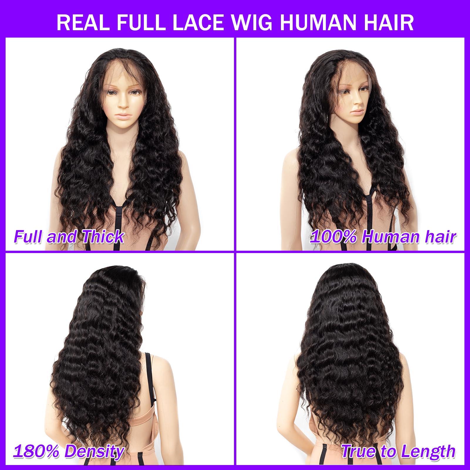 FASHION PLUS FASHION PLUS 15A Real Full Lace Human Hair Wigs Loose Wave HD Transparent Full Lace Wigs Human Hair Loose Deep Wave Full Handmade Invisible Whole Lace Wig Pre Plucked 180% Density Human Hair Wigs