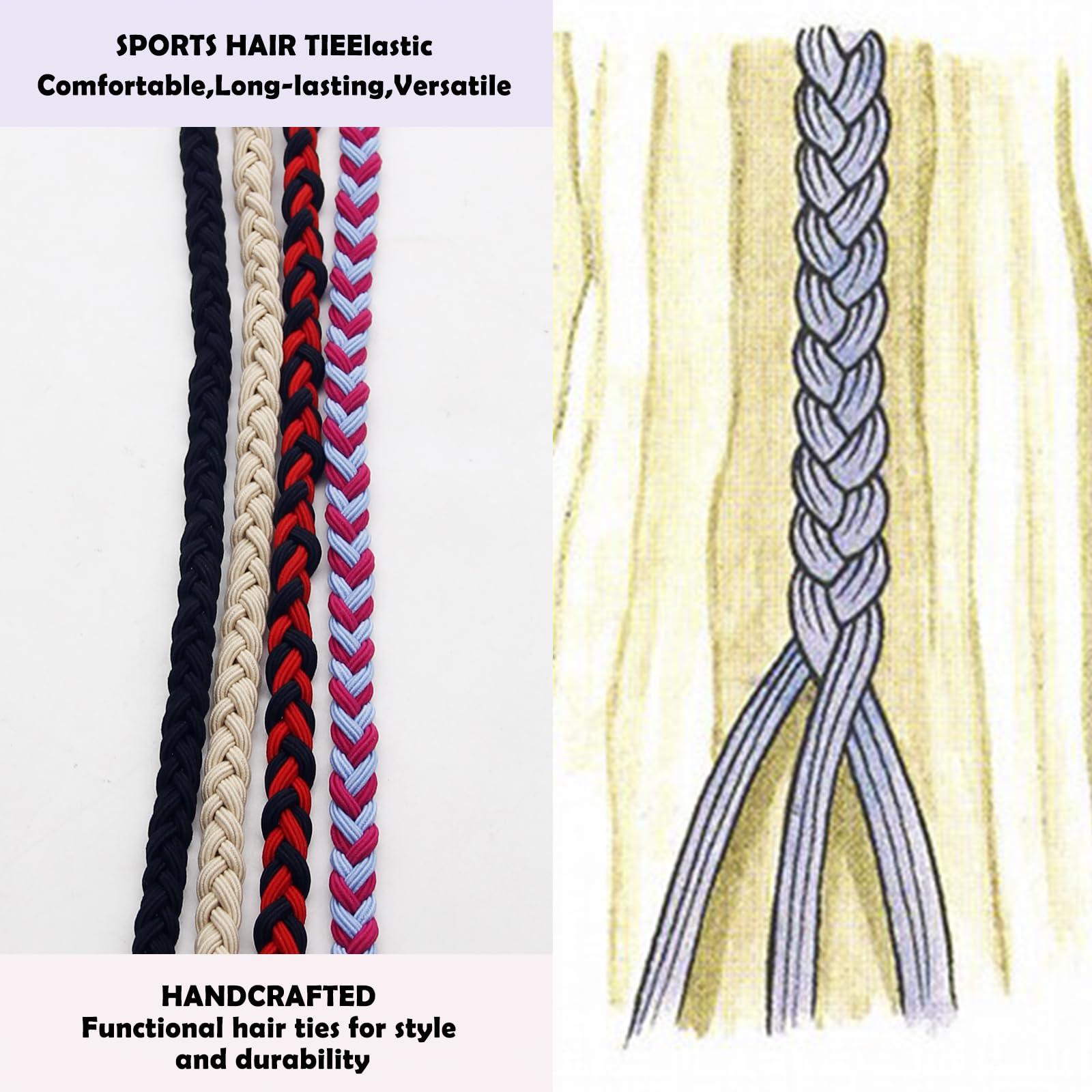 APCGSM APCGSM 4PCS 25\" Hair Ties for Women, Swimming Hair Ties Ponytail Holders Beige Sport Elastic Hair Ties No Damage For Thick Hair Ponytail Wrap Hair Tie (4Pcs Beige-25\")