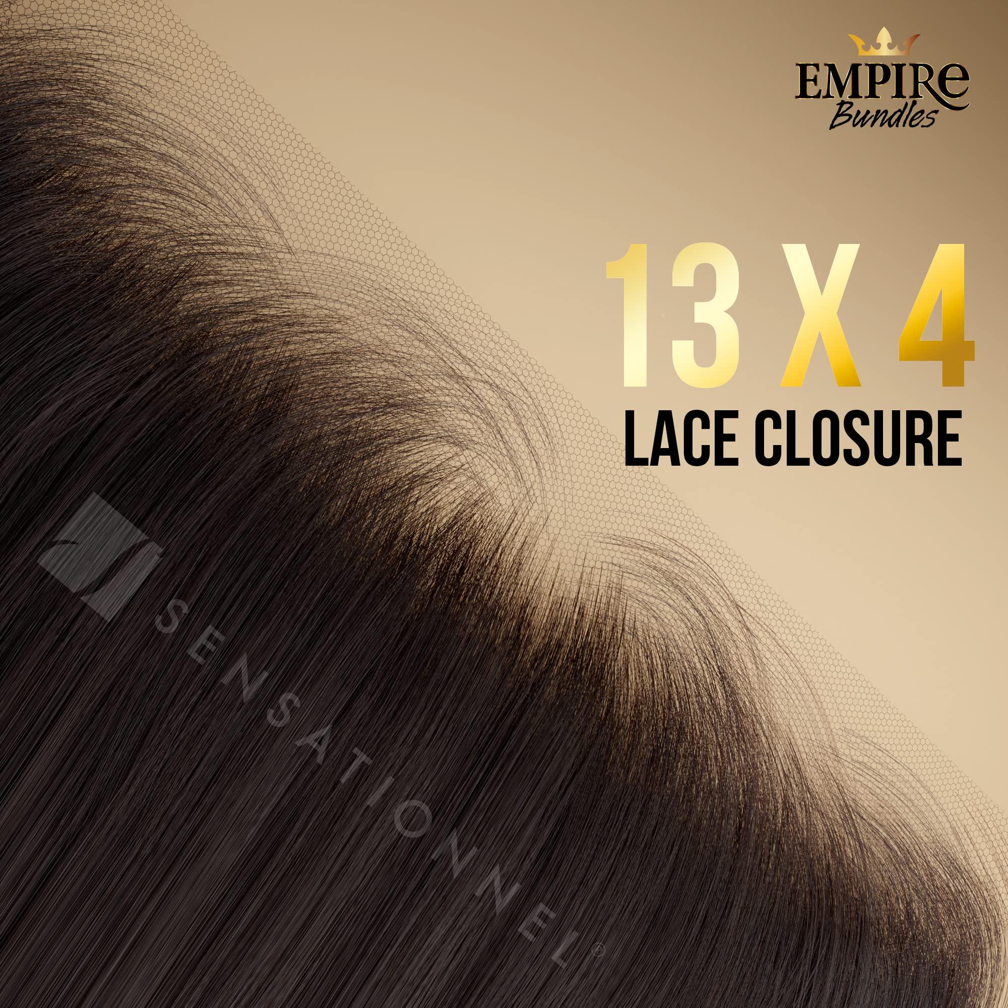 Sensationnel Sensationnel Empire bundle 13x4 closure - HD lace bundle weave hair large free parting lace frontal closure unprocessed human hair weave straight - 12 inch (NATURAL/BLACK)