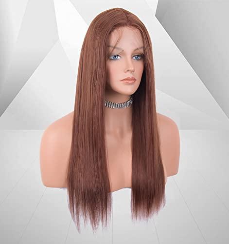 EALGA EALGA Brown Auburn Wig Lace Front Wigs for Women, Straight Hair Light Brown Wig with Baby Hair, Glueless,Middle Part, Shoulder Length 20 inch Red Head Wig EALGA-021