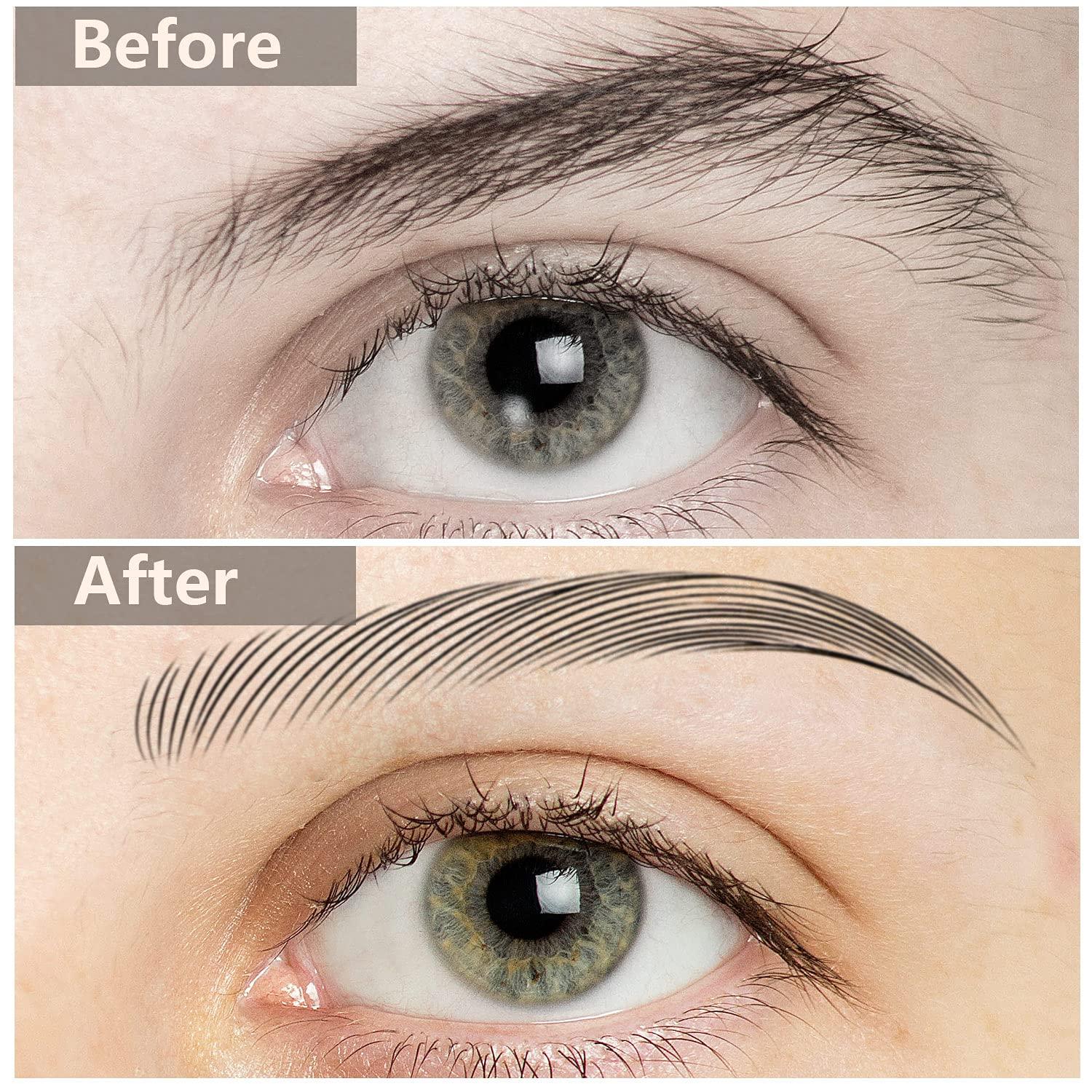 Blulu Blulu 6 Sheets 4d Hair-like Waterproof Eyebrow Tattoos Stickers Transfers Temporary Brow Tattoo Peel off Grooming Shaping Sticker in Arch Style, 66 Pairs Black(Elegant Styles)