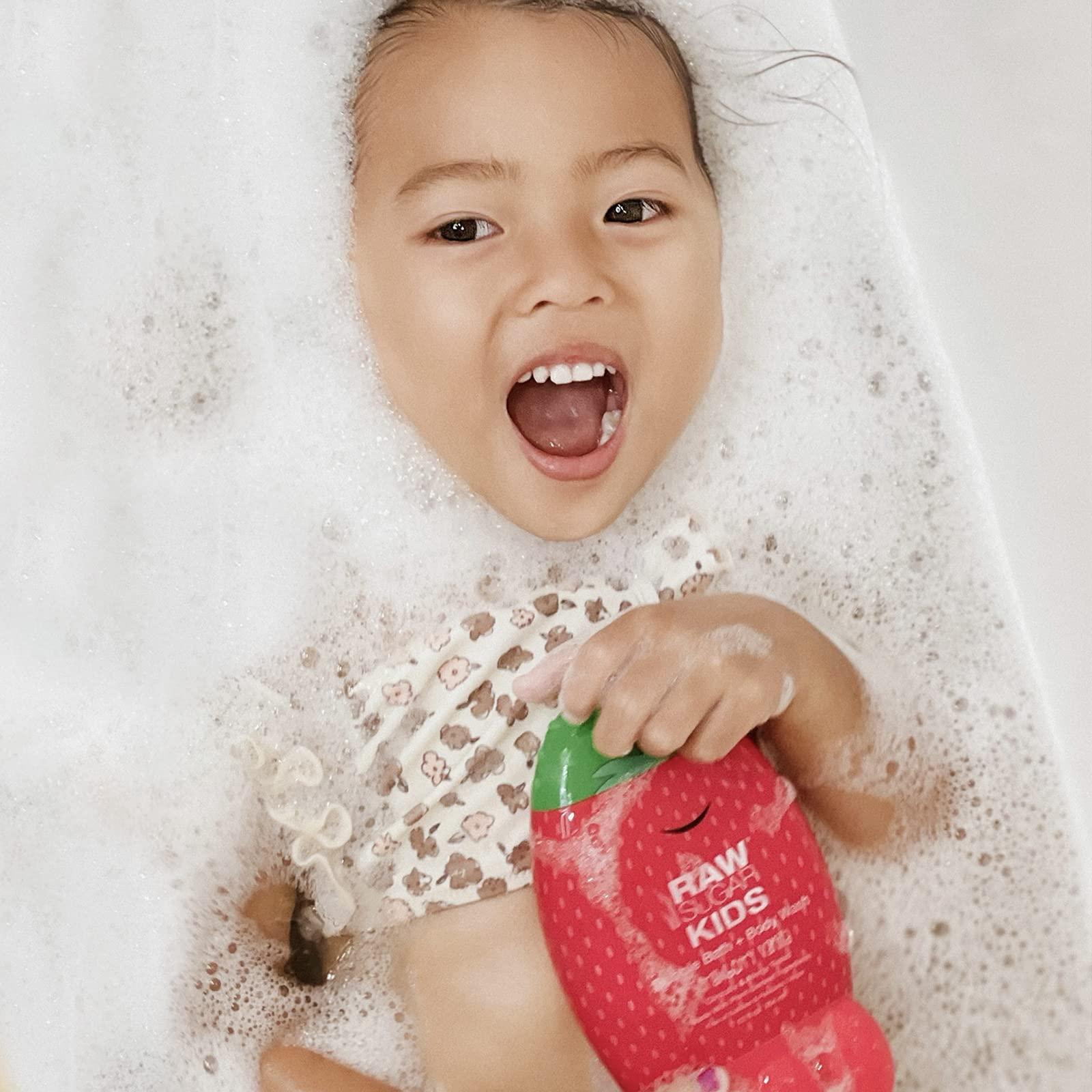 RAW SUGAR Kids\' 2-in-1 Bubble Bath + Body Wash | Strawberry Vanilla | 12 oz