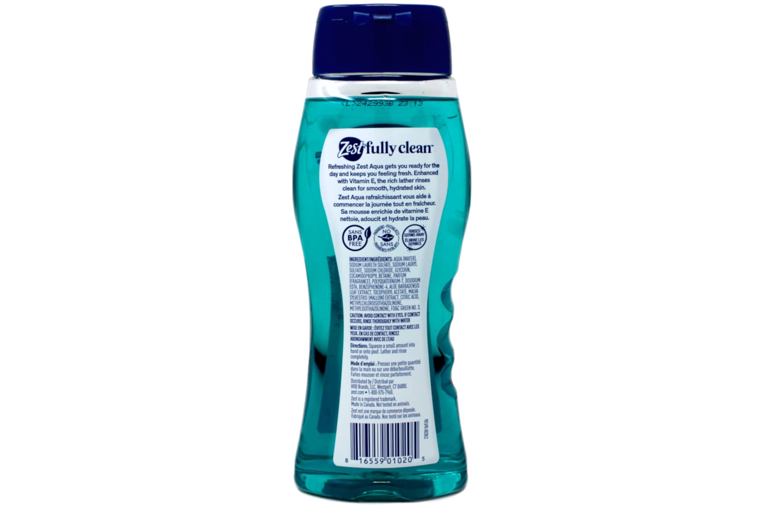 Zest Zest Body Wash Aqua with Vitamin-E Hydrating 18 Ounce (Pack of 3)