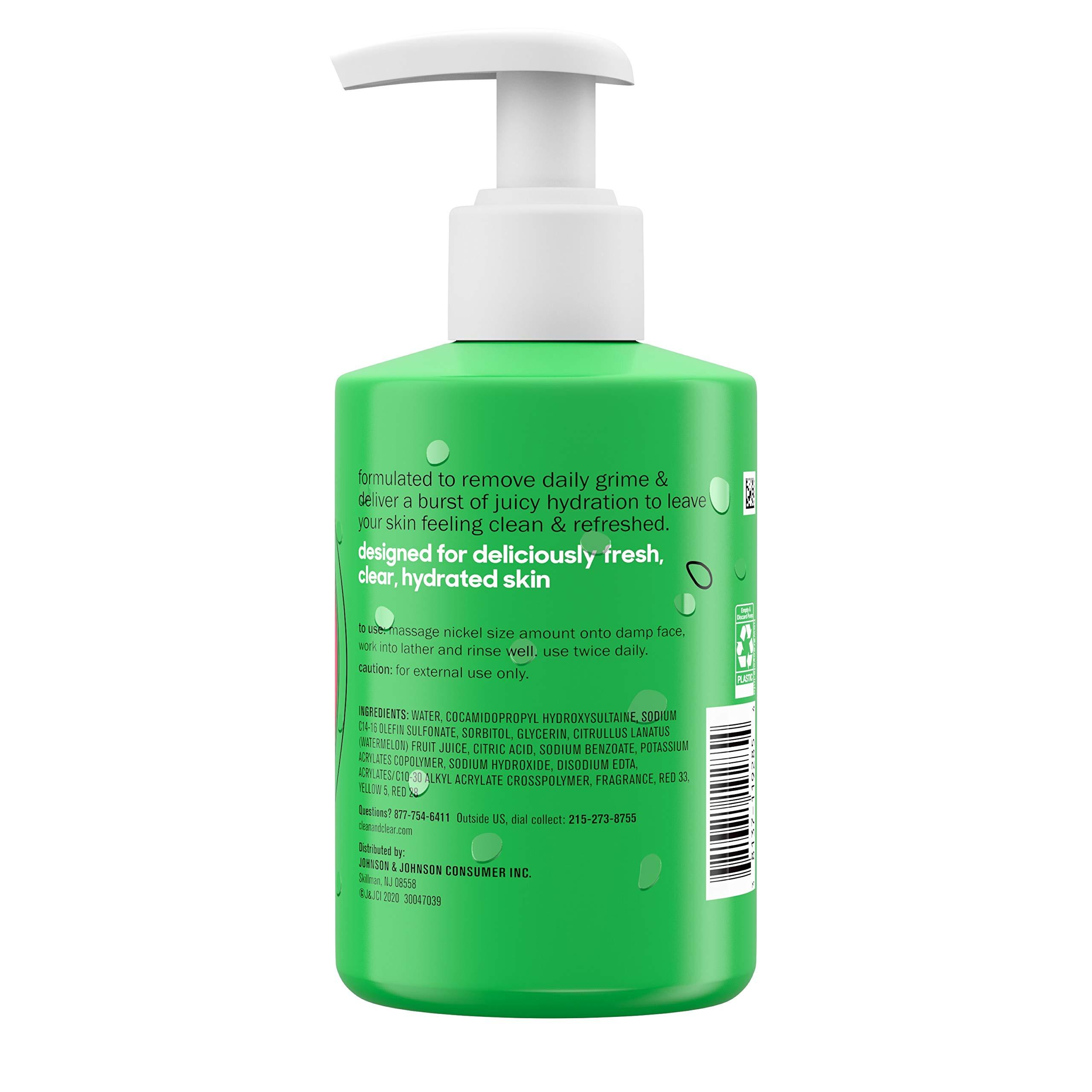 Clean & Clear Clean & Clear Hydrating Juicy Gel Facial Cleanser, Gentle and Oil-Free Daily Face Wash to Remove Grime for Clear, Refreshed and Hydrated Skin, Watermelon, 7.5oz (Pack of 12)