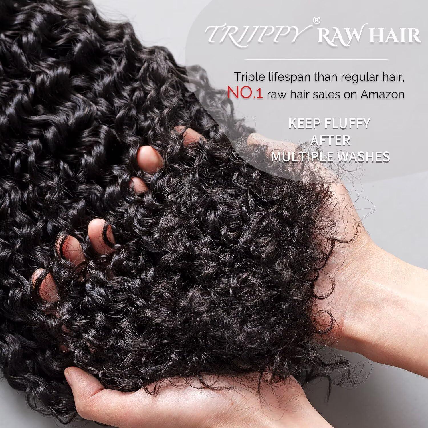 Triippy TRIIPPY Raw Human Hair Bundles,Triple Lifespan Than Regular Virgin Hair No.1 Sales Of Raw Hair Bundles,26 28 30 Inches Cambodia Raw Deep Wave 3 Bundles, Keep Soft and Smooth After Multiple Washes
