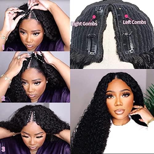 ISEE ISEE Hair 18 Inch Water Wave V Part Wig Human Hair No Leave Out Brazilian Glueless Curly Wave Upgrade U Part V Part Wigs for Black Women Human Hair 180% Density Natural Color