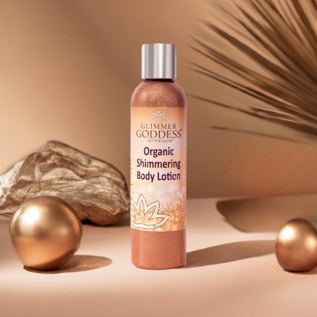 GLIMMER GODDESS GLIMMER GODDESS Organic Body Shimmer Lotion - Super Level 3 Bronze Body Shimmer, 8 oz