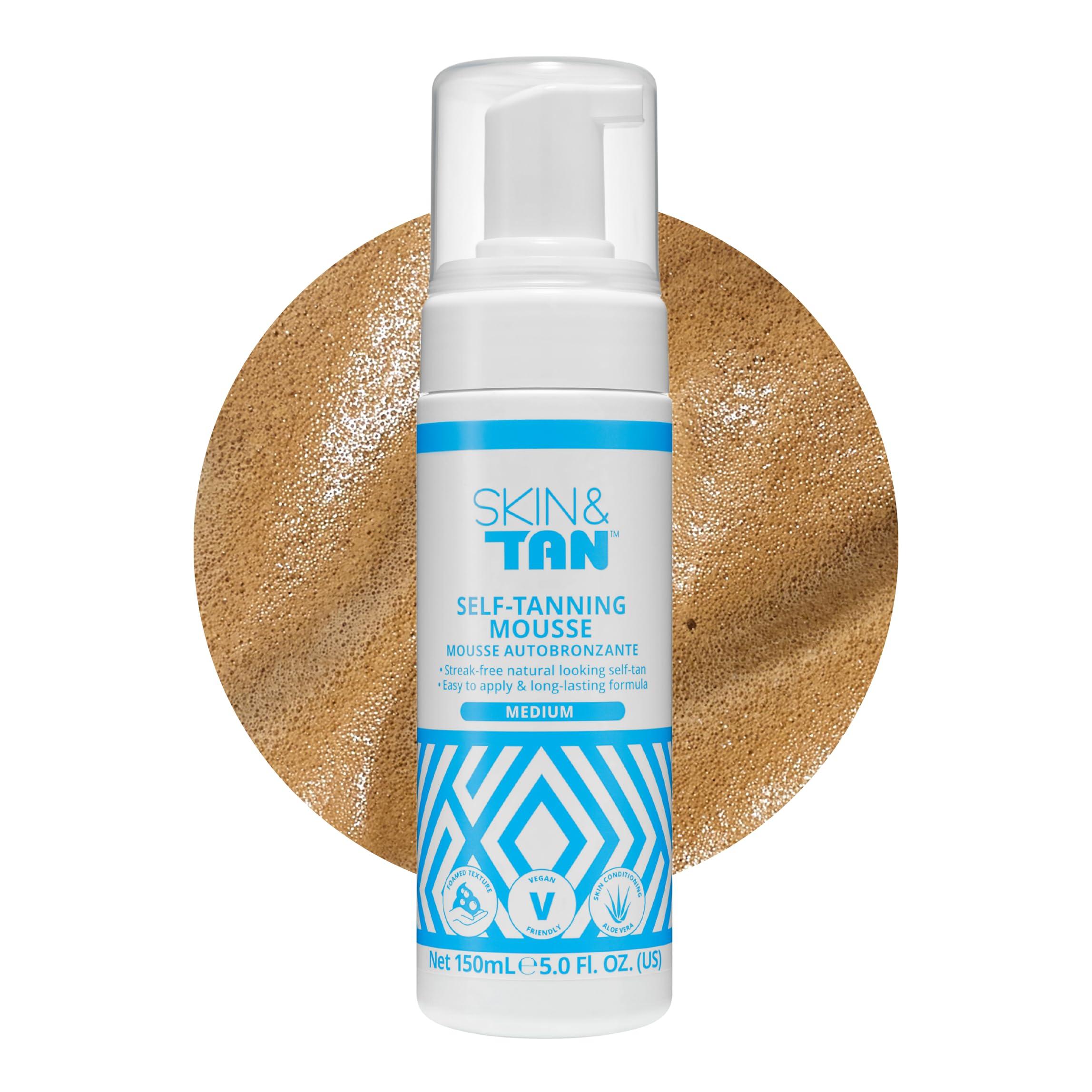 Skinny Tan Skinny Tan Self-Tanning Mousse - Long-Lasting and Non-Drying Formula - Coconut and Vanilla Scent - Easy To Apply Luxurious, Foam Texture - Streak Free and Natural Looking Results - Medium - 5 oz