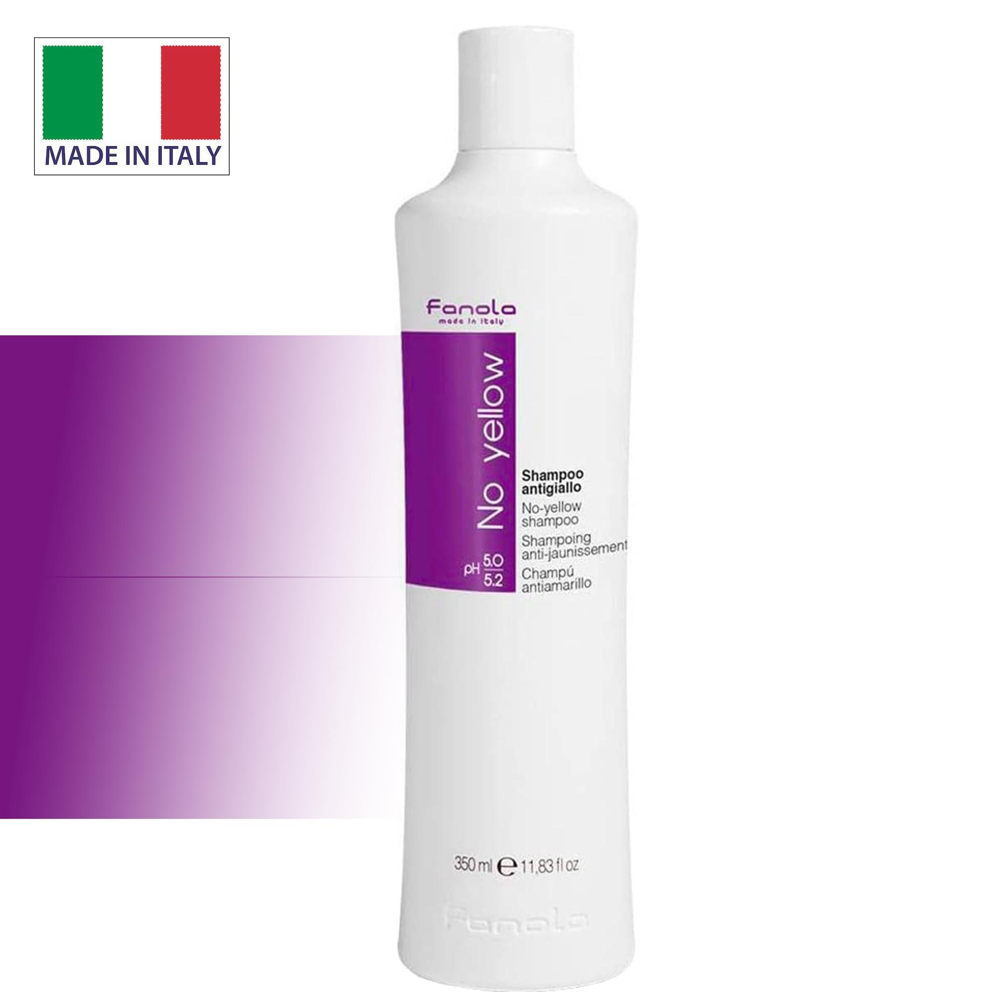 Fanola Fanola No Yellow Purple Shampoo - Color Depositing Toner for Blonde, Silver & Gray Hair - Removes Yellow Tones & Brassiness from Bleached & Highlighted Hair (11.83 Fl oz)