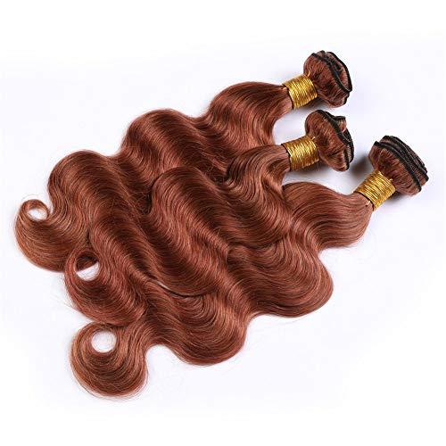 Generic Dark Auburn Hair Weaves Body Wave Human Hair Bundles Pure 33 Copper Red Brazilian Virgin Hair Extensions Double Wefts Reddish Brown Wavy 3/4 Bundles Deals Mixed Length (26 28 30 30Inch)