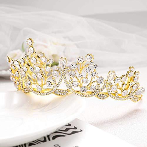 Barode Barode Bridal Wedding Crowns and Tiaras Crystal Bride Queen Crowns Rhinestone Headband Wedding Hair Accessories for Women and Girls (Gold)