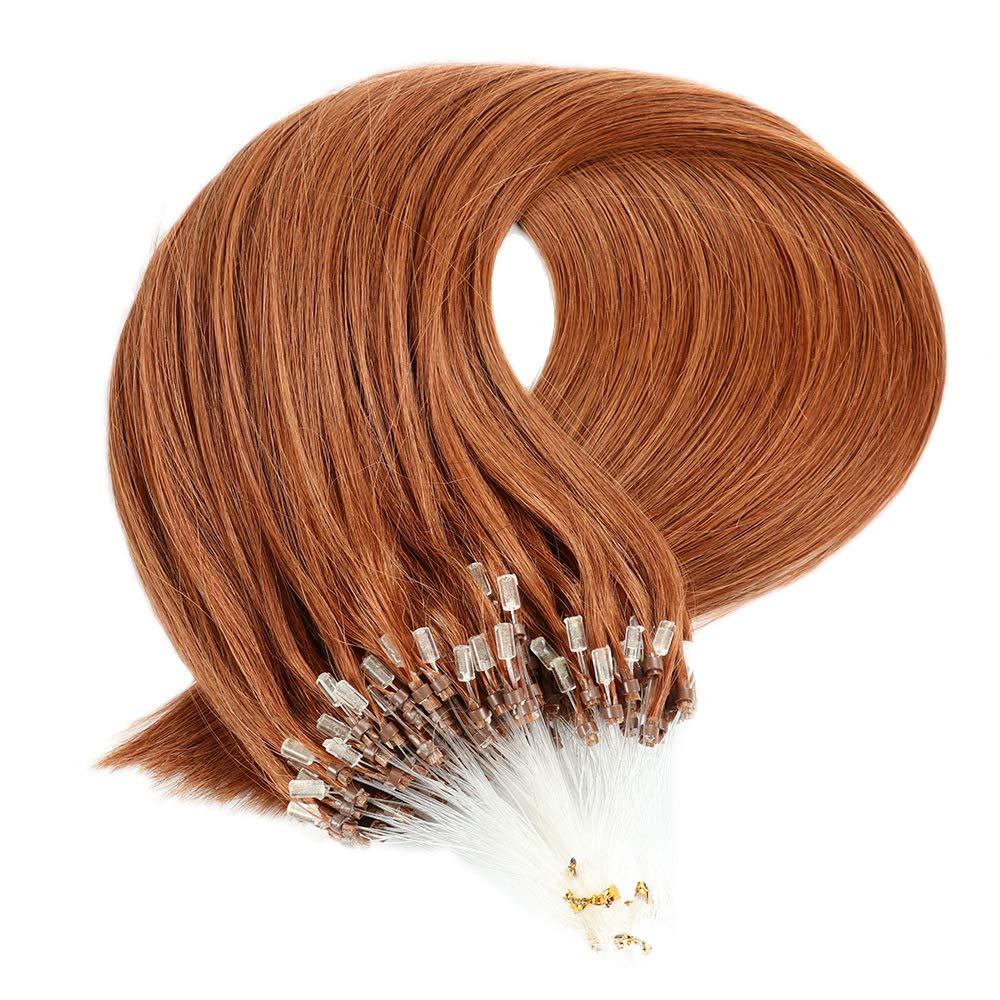 FUIBEJAE Micro Loop Human Hair Extensions,Micro Links Hair Extension,Straight Micro Loop Human Hair Fusion Hair Extensions Human Hair 50g 50s,24inch
