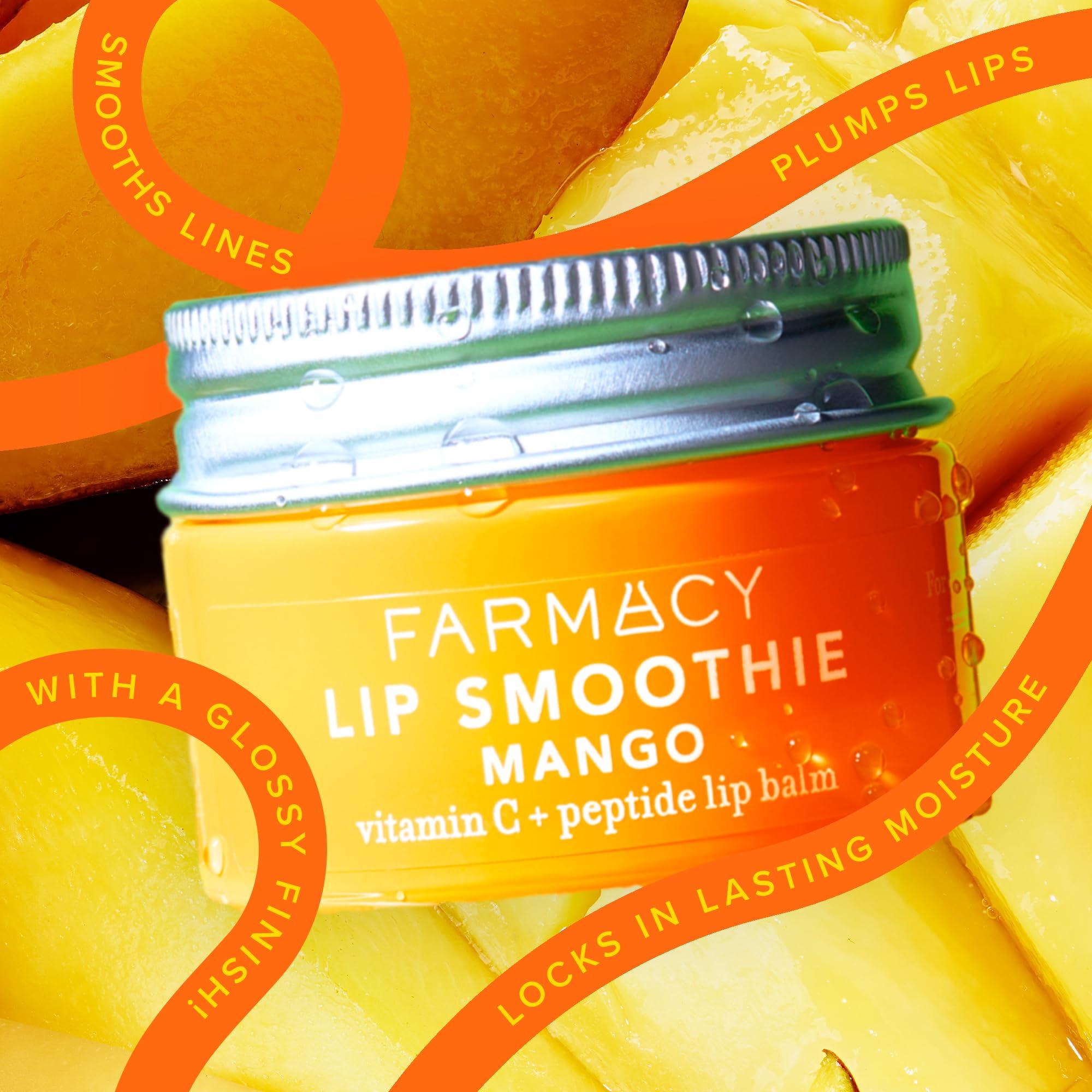 Farmacy Farmacy Peptide Lip Balm - Lip Smoothie Hydrating Lip Balm with Vitamin C to Visibly Plump + Smooth Lip Lines - Nourishing Lip Treatment with a High-Gloss Finish - Mango (10g)