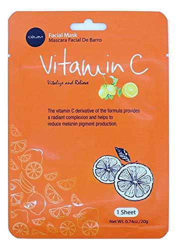 Celavi Cosmetics Celavi Facial Mask Set Korean Essence Sheet Masks (12-pcs, Vitamin C)