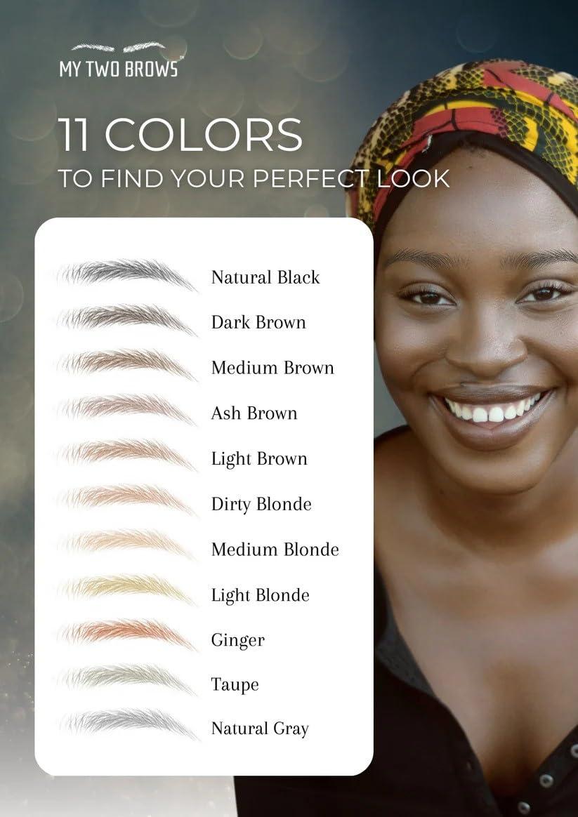 My Two Brows (10 pairs) Dark Brown Temporary Eyebrow Tattoo - Large Size - Waterproof & Smudgeproof - Sassy Swerve Style Eyebrow Stickers - Sheet Lasts up to 30 Days - Won\'t Work on Existing Brows