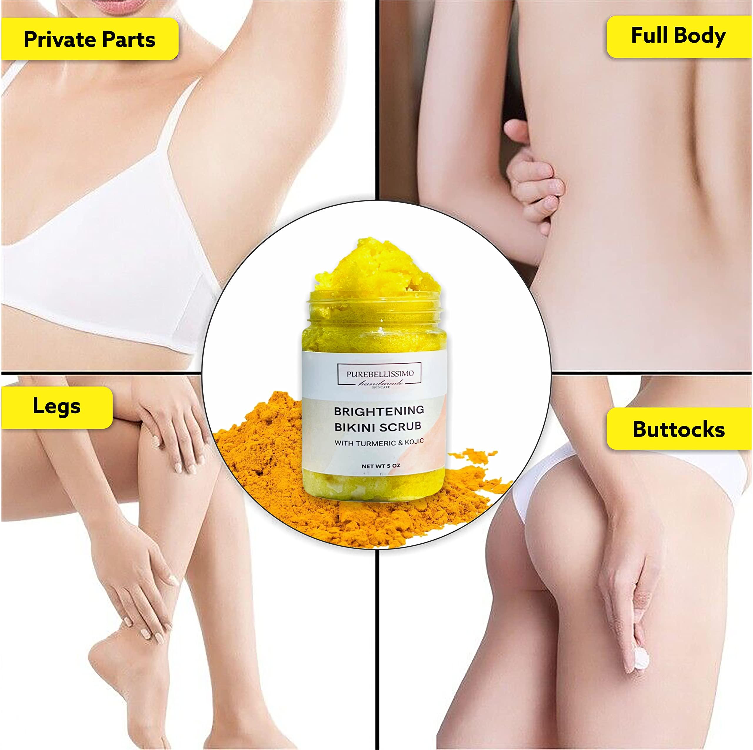 PureBellissimo Purebellissimo Brightening Bikini Scrub For Body Care, Intimate Exfoliating Body Scrub For Dark Spots, Ingrown Hair Treatment For Bikini Area Bump Eraser, Bikini Area Exfoliator for Women