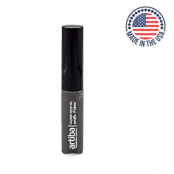 Artiba Artiba Colored Brow Gel with Fiber MADE IN USA - Fuller Brow instantly, Fills in sparse brows, Covers gray hairs and Long-lasting, Waterproof, Smudge proof, Cruelty Free (Soft Black)