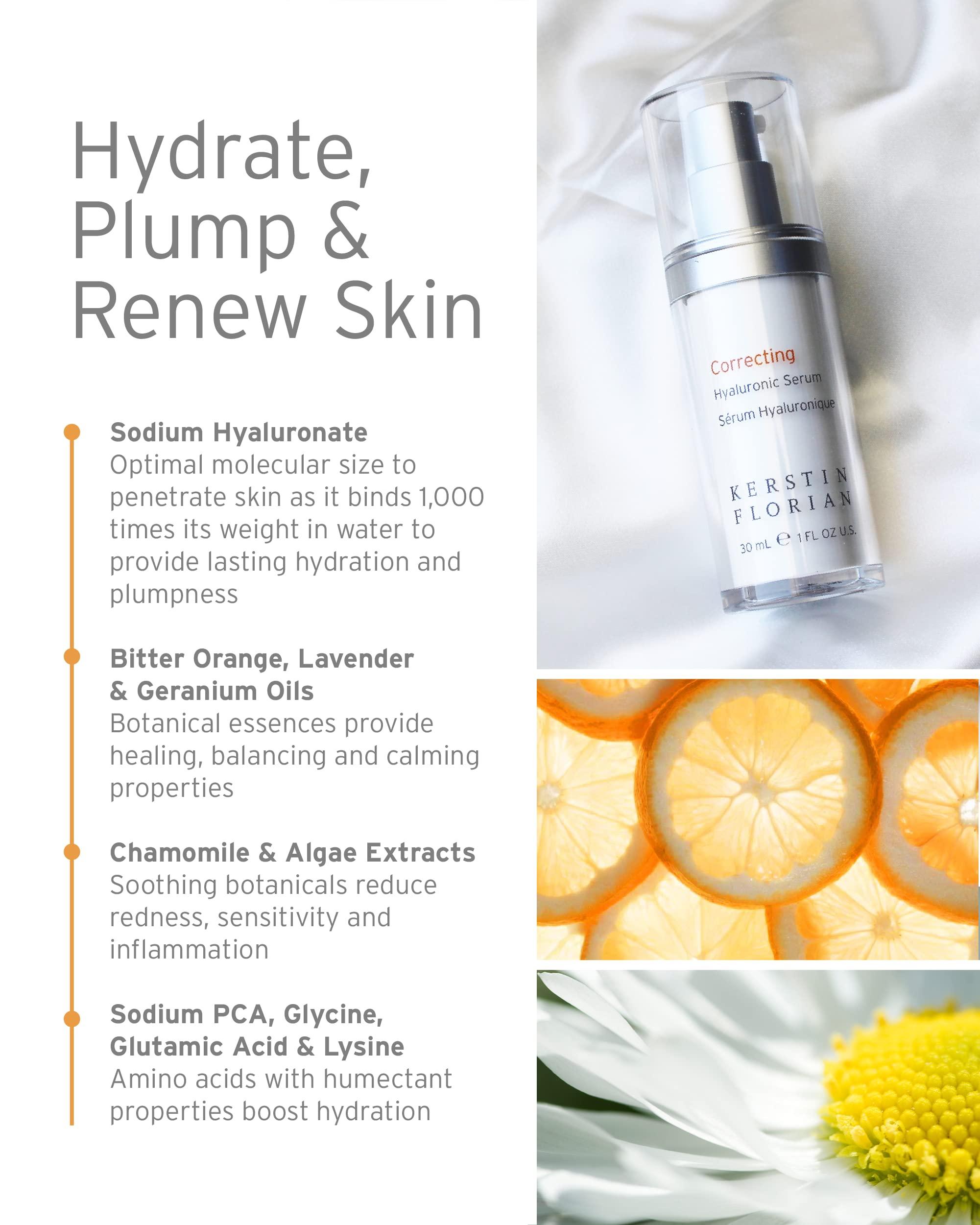 Kerstin Florian Kerstin Florian Correcting Hyaluronic Serum | Correcting Rescue Creme Set | Moisturizing Anti Aging Serum for Hydration | Healing Moisturizer with Shea Butter and Vitamin E Duo