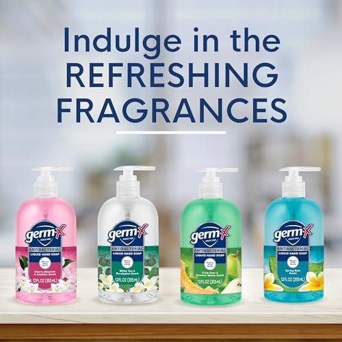 Germ-X Germ-X Antibacterial Hand Soap, Moisturizing Liquid Hand Wash for Kitchen, pH Balanced & Dermatologist Tested, Back to School Supplies, White Tea & Eucalyptus, 12 oz Pump Bottle (Pack of 12)