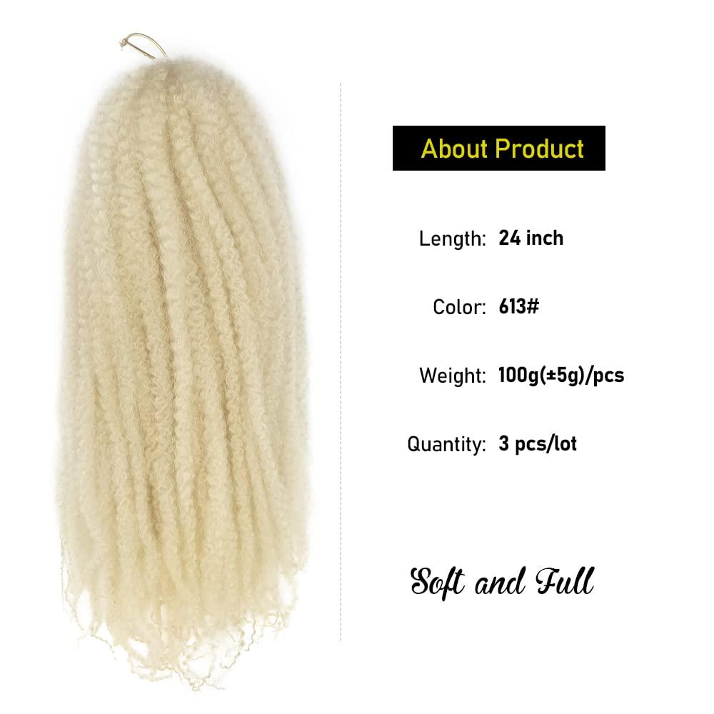 KGBFASS KGBFASS 24inch Blonde Marley Braiding Hair Long Kinky Curly Marley Twist Braiding Hair for Faux Locs Box Braids Crochet Hair Extension Black Women 3Pcs(613#)