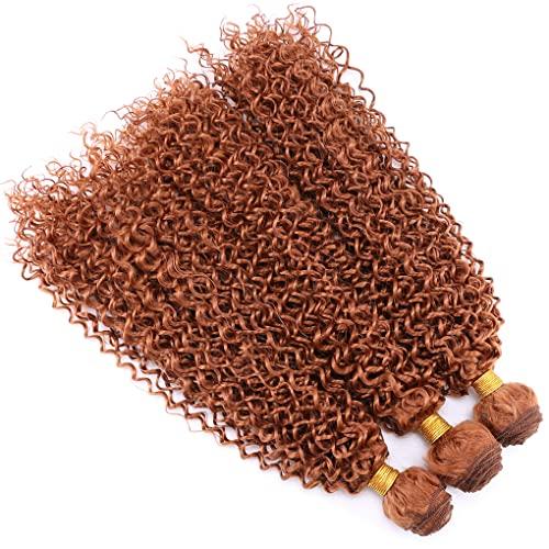 Qinhange 8-30 Inch Afro Kinky Curly Hair Bundles High Temperature Synthetic Hair Extensions For Black Women #613 18inches 3 pcs