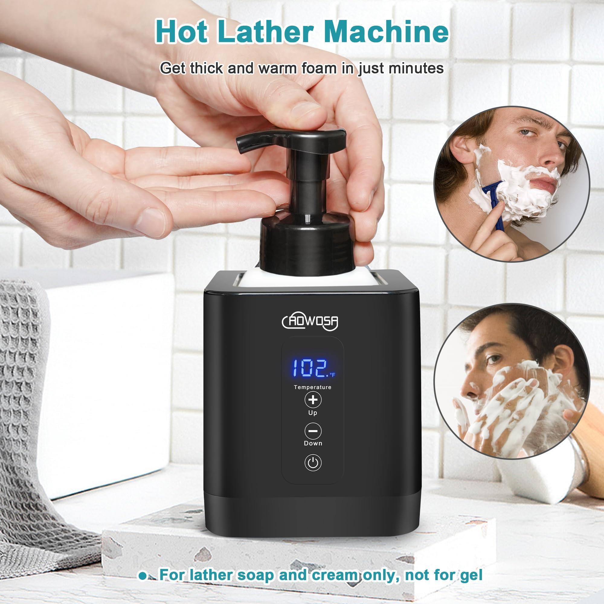 AOWOSA Hot Lather Machine for Shaving Professional Lather Maker for Men Face Shaving Large Capacity Shaving Foam Machine for Home Use Salon Barber Shop, with 2 Foam Bottle and Temperature Digital Display
