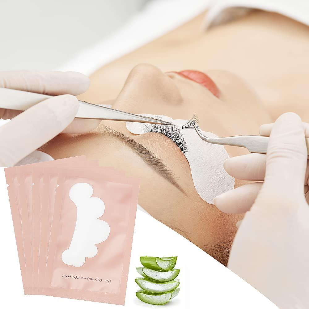 myaokue-up 50 Pairs Eye Gel Pads, Lint Free Under Eye Patches for Eyelash Extensions, Premium Eye Mask Beauty Tool Kit (Pink)