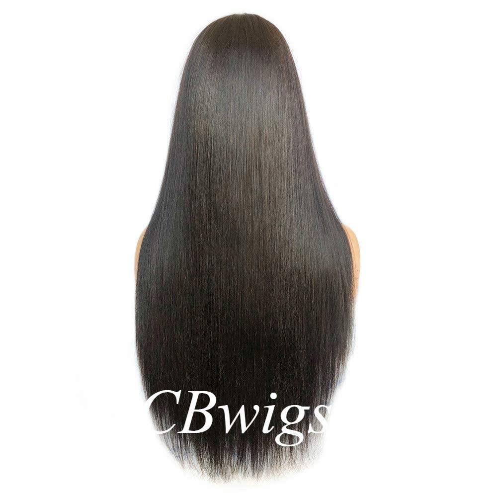 CBWIGS Cbwigs Brazilian Remy Natural Straight 360 Lace Frontal Wig Human Hair with Pre-Plucked Hairline (18 inch 160% Density, Natural Black)