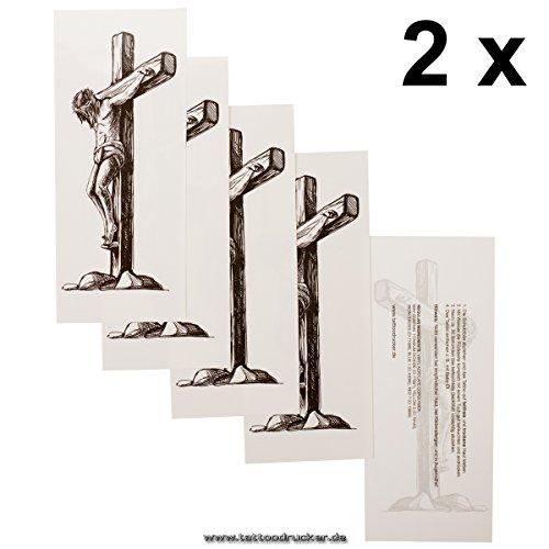 Tattoodrucker 2 x Jesus Christ Cross Tattoo - Black Cross Tattoo (2)