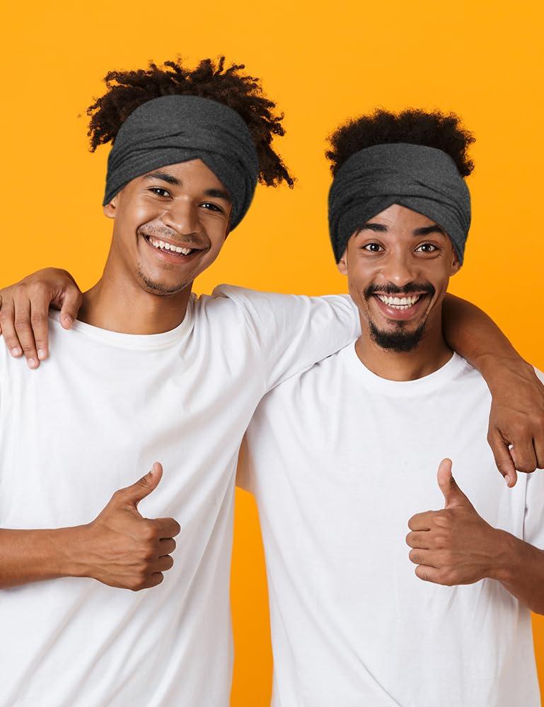 Ababalaya Ababalaya Satin Lined Open Turban Headband Mens Sweatband Sports Headband for Running,Cycling,Basketball,Yoga,Fitness Workout Stretchy Unisex Hairband, Grey, 1 PCS