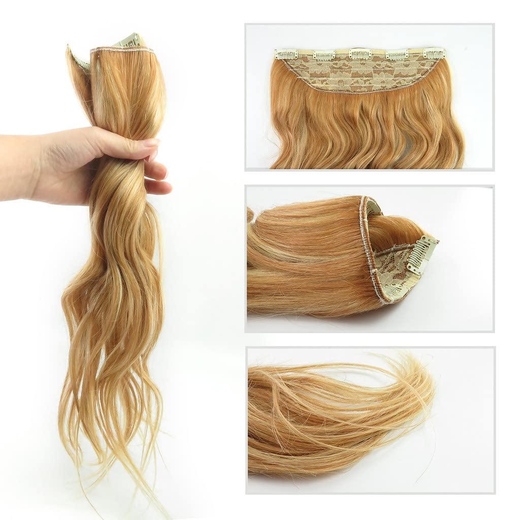RemeeHi RemeeHi Thick Long Wavy One Piece Clips in 100% Real Human Hair Extension Easy Wear Traceless Hairpieces for Women Thin Hair 26 Inch-120g #16 Light Blonde