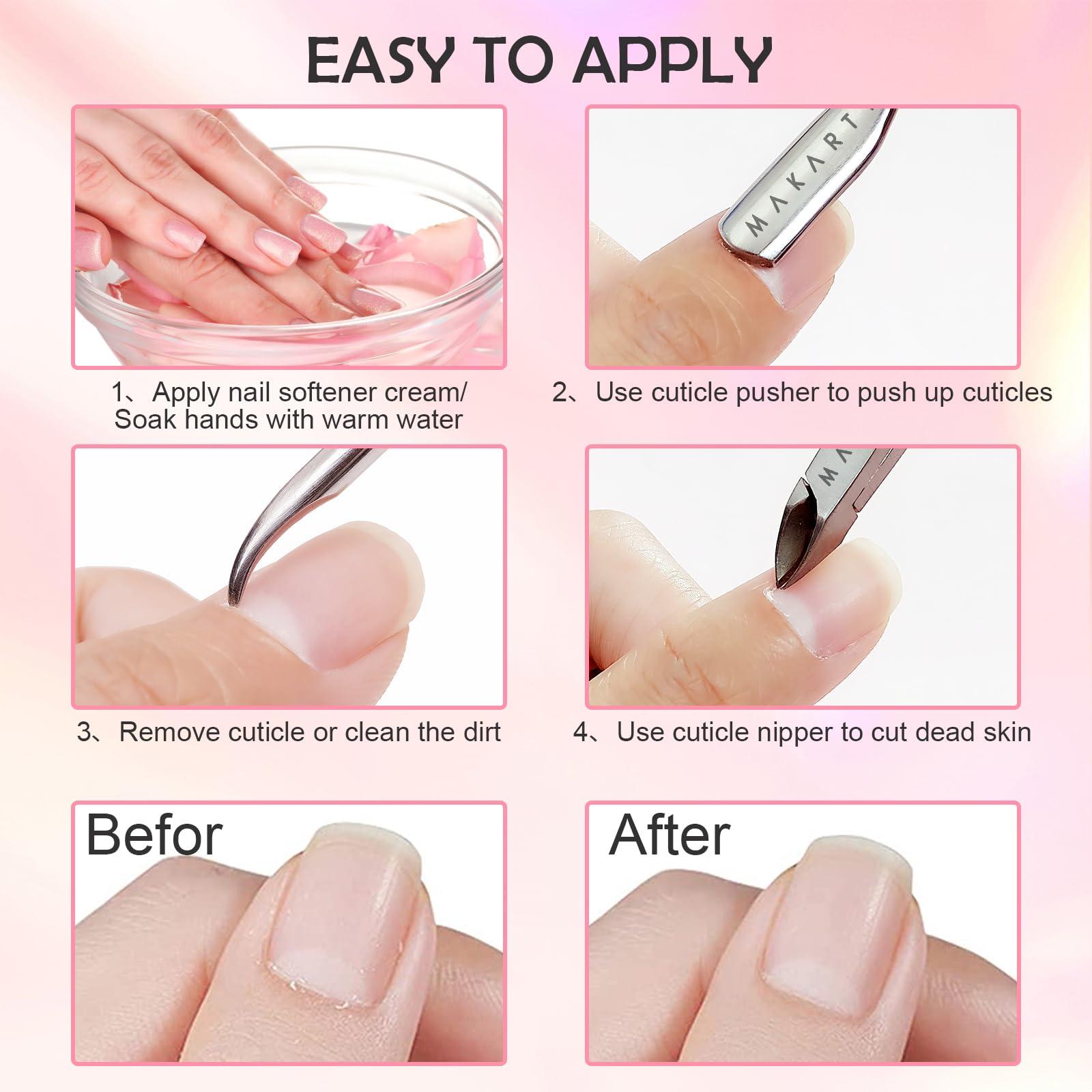 Makartt Makartt Cuticle Trimmer with Cuticle Pusher, Silver Nail Trimmer Nail Care Manicure and Pedicure Kit with Stainless Steel Cuticle Nipper and Dual End Nail Pushers for Home Salon Use (Pack of 3 PCS)