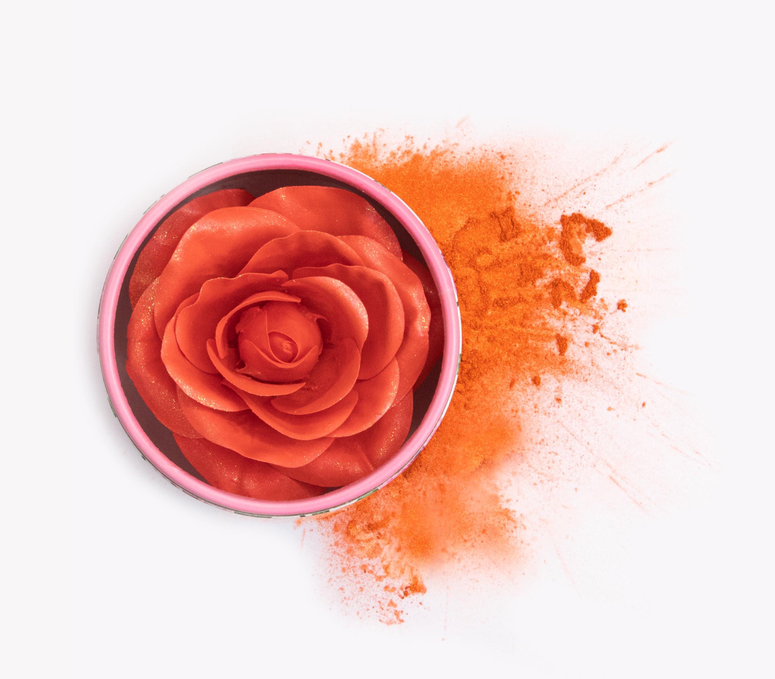 Be. More. Happy. 3D petal rose makeup blush gift highlighter Rare beauty blush rubor forma de rosa real rose flower red blush (Orange)
