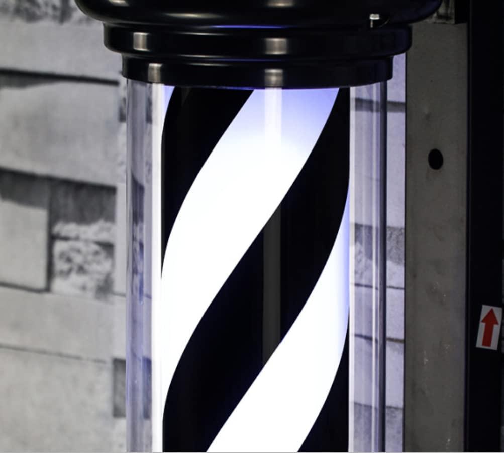 BUNGAA Barber Pole,Barber Pole Light, Vintage Sign Light Stripe Design Roating Salon Wall Hanging Light Lamp for Barber Shop,Black red (Color : Black and White)