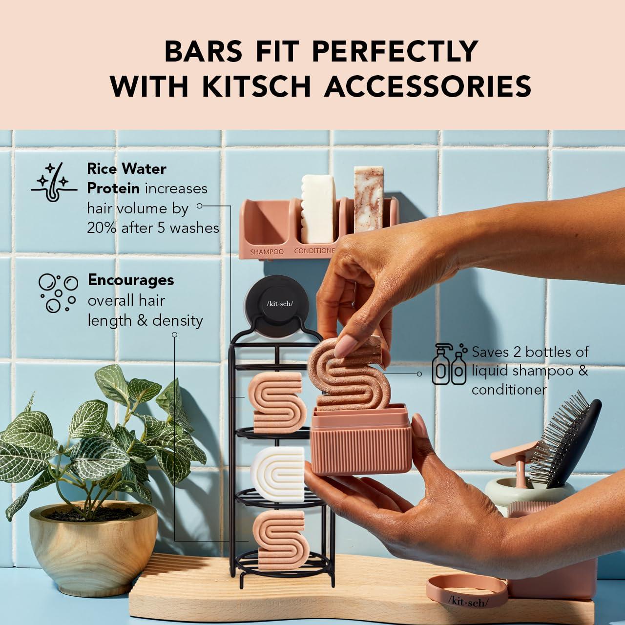 Kitsch Kitsch Rice Shampoo Bar, Rice Conditioner Bar and Self Draining Shower Caddy with Discount