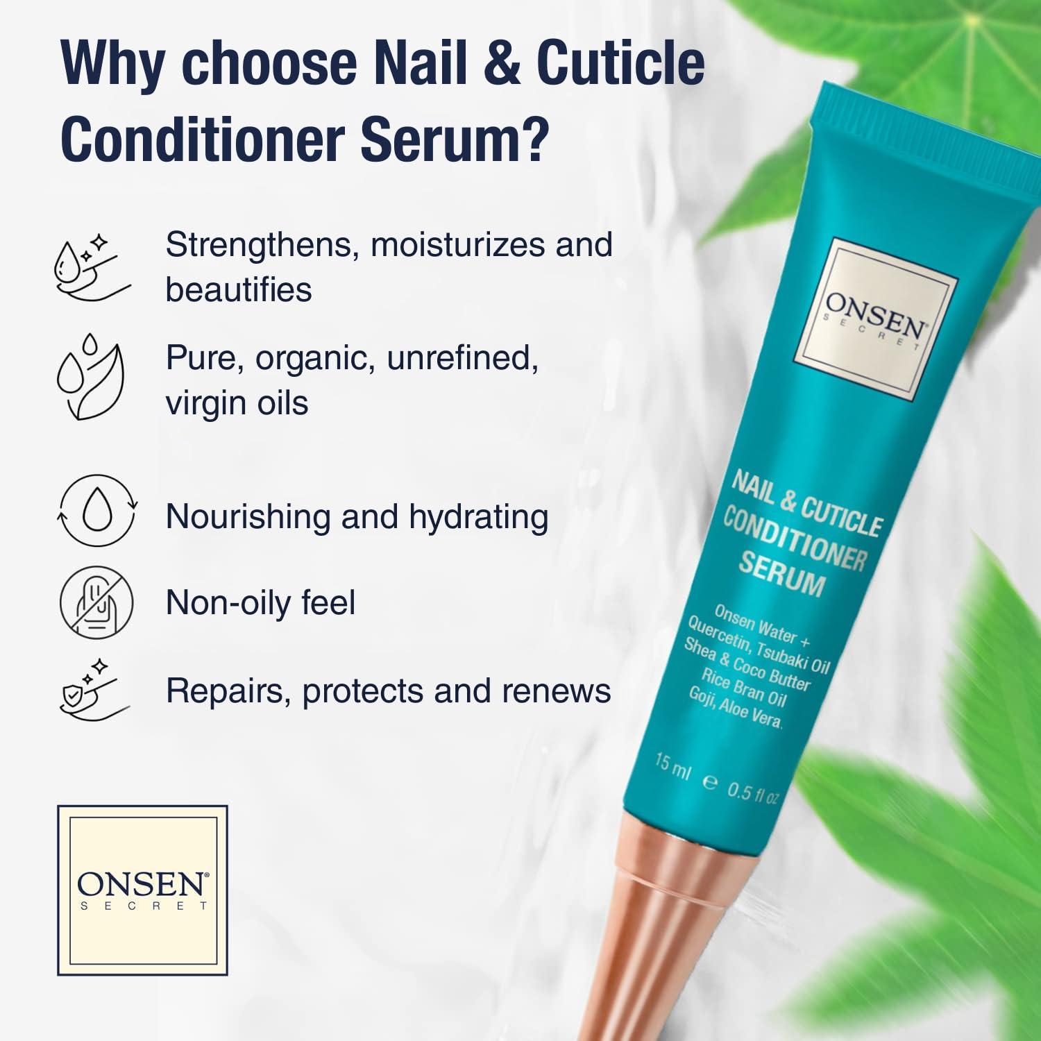 Onsen Secret Onsen Secret Nail Reboot Duo - Treatment for Damaged Nails - Natural Nail Care & Cuticle Repair - Visible Results For Perfect Nails, Cuticle Conditioner Cream 15ml & Nail Reboot Oil 10ml