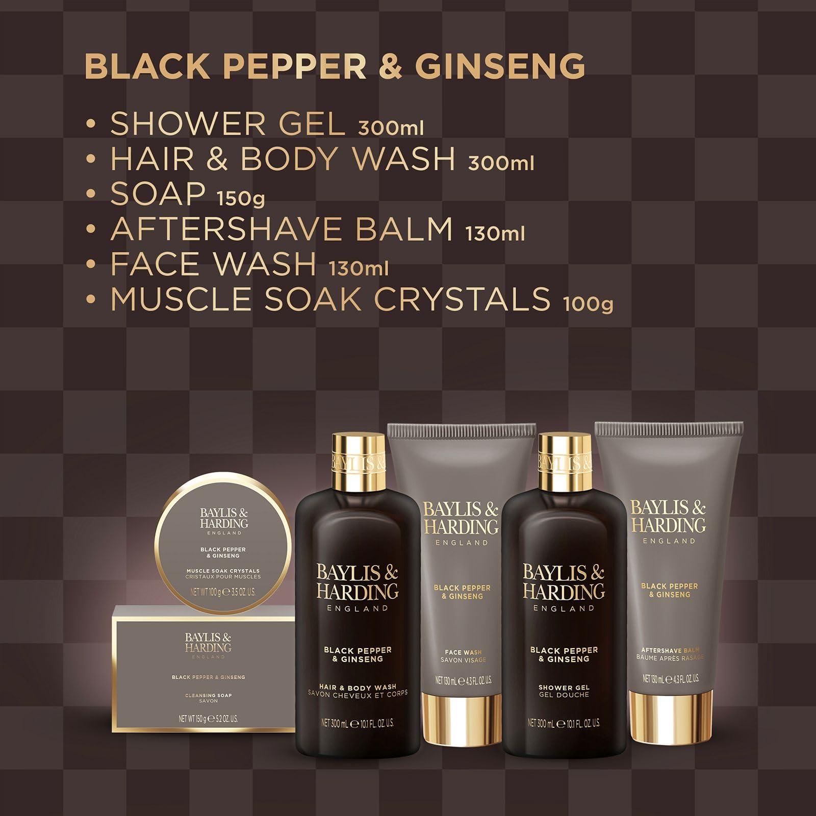 Baylis & Harding Baylis & Harding Gift Set for Men - Luxury Shower & Prep Pack - Black Pepper & Ginseng