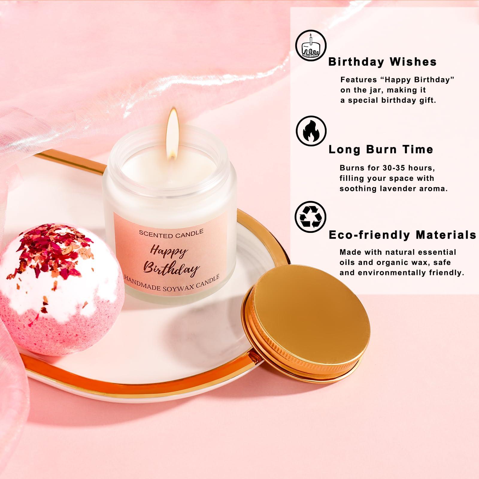 Wind in Hand Birthday Gifts for Women: Happy Birthday Bath Gift Basket Relaxing Spa Gift Basket for Mom Her Sis Wife Girlfriend-Gift Set Idea for Women Who Have Everything